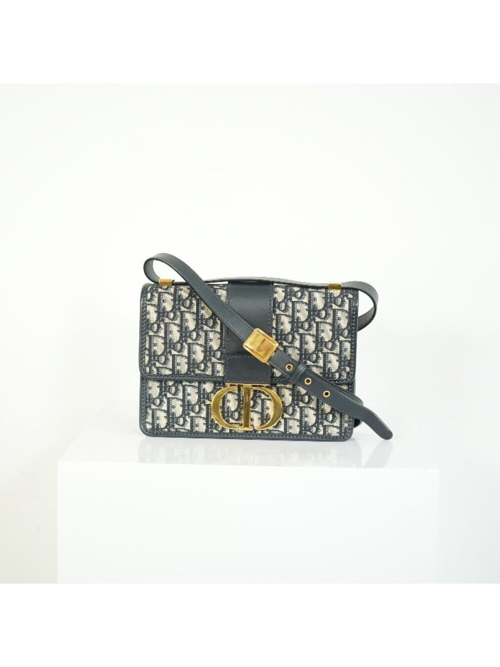 Christian Dior 30 Montaigne Bag Blue Oblique Jacquard Canvas Shoulder Bag